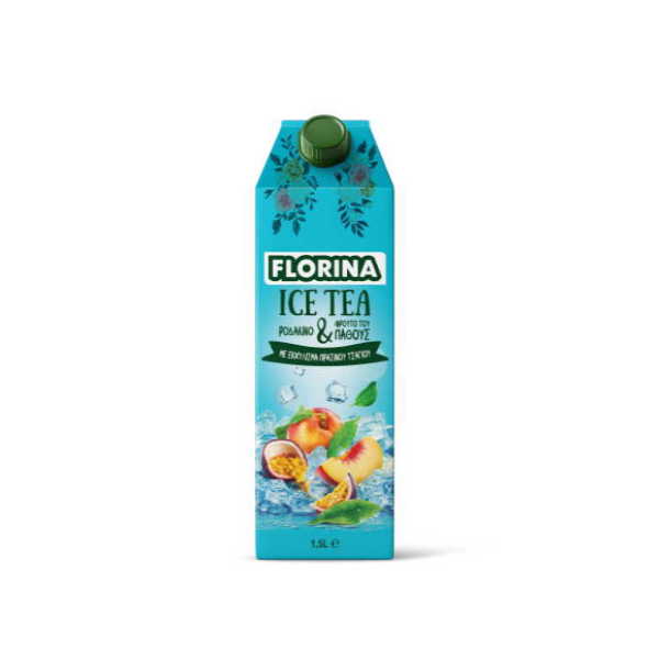 FLORINA ICE TEA  ΡΟΔΑΚΙΝΟ & PASSION FRUITS 1,5ML*8Τ