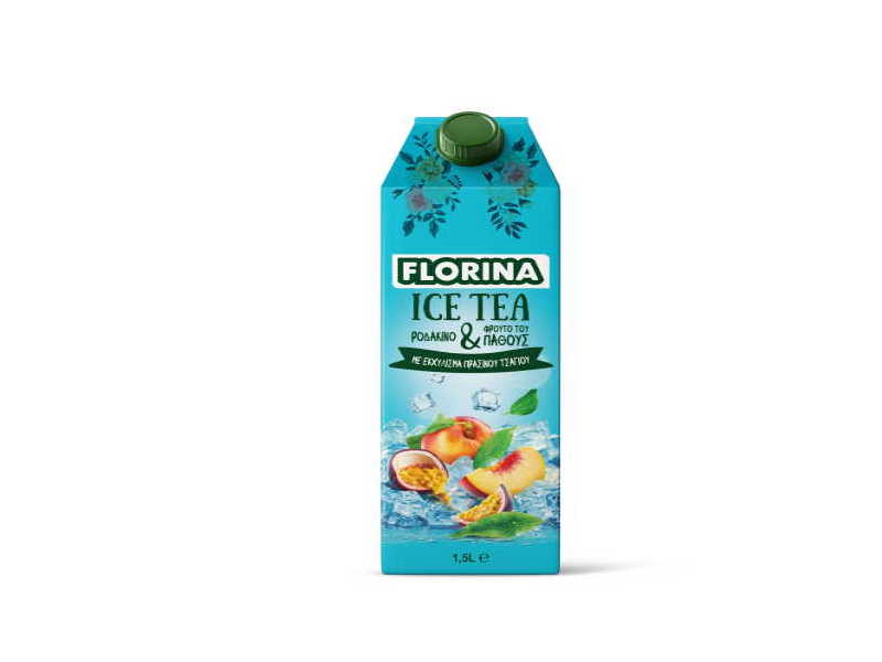 FLORINA ICE TEA  ΡΟΔΑΚΙΝΟ & PASSION FRUITS 1,5ML *8Τ