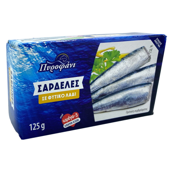 ΣΑΡΔΕΛΑ ΠΥΡΟΦΑΝΙ ΣΕ ΦΥΤΙΚΟ ΛΑΔΙ 125GR*50Τ