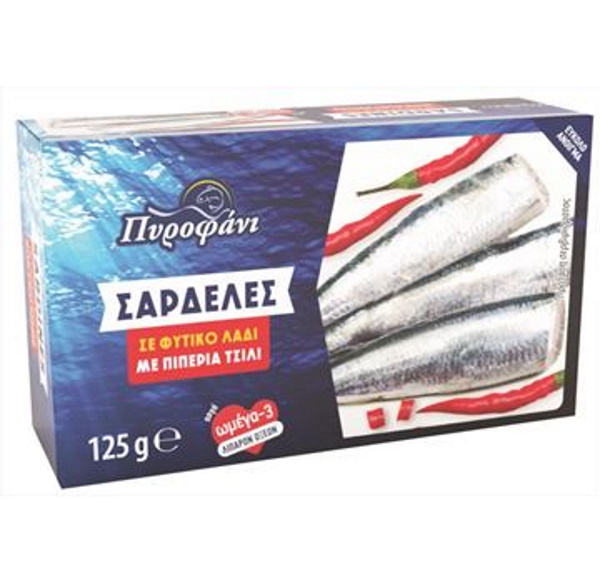 ΣΑΡΔΕΛΑ ΠΥΡΟΦΑΝΙ ΣΕ Φ.ΛΑΔΙ ΜΕ ΠΙΠΕΡΙΑ ΤΣΙΛΙ 125GR*50Τ