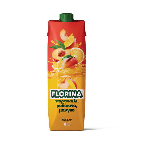 FLORINA ΧΥΜΟΣ ΜΑΝΓΚΟ ΡΟΔΑΚΙΝΟ ΠΟΡΤΟΚΑΛΙ 1L*12Τ