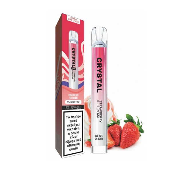 CRYSTAL STRAWBERRY ICE CREAM 2% - 600 PUFFS*10Τ
