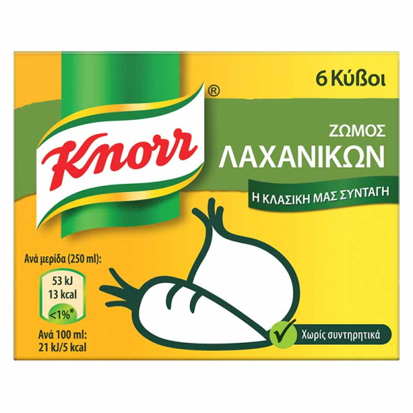 ΚΥΒΟΣ ΛΑΧΑΝΙΚΩΝ KNORR (6ΚΥΒΟΙ) 60GR*24T