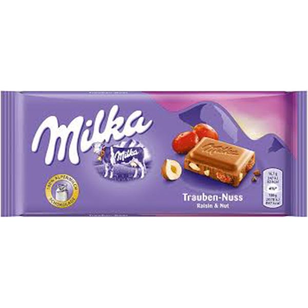 MILKA RAISIN&NUT 100GR*22TEM
