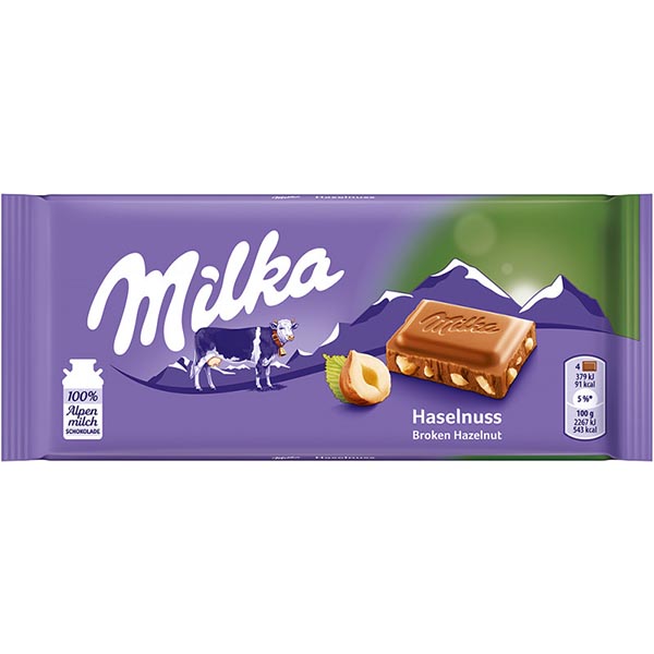 MILKA HAZELNUT CRUSHED 100GR*22TMX