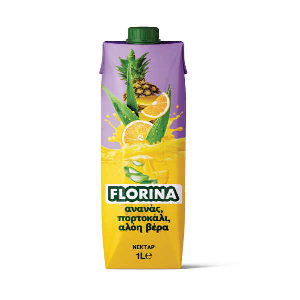 FLORINA ΧΥΜΟΣ  ΠΟΡΤΟΚΑΛΙ ΑΝΑΝΑΣ ΑΛΟΕ ΒΕΡΑ 1L*12Τ