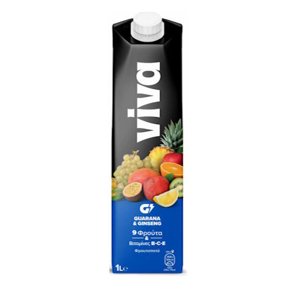 ΧΥΜΟΣ VIVA ΦΠ 9ΦΡΟΥΤΑ GUARANA&GINSENG 1L*12T